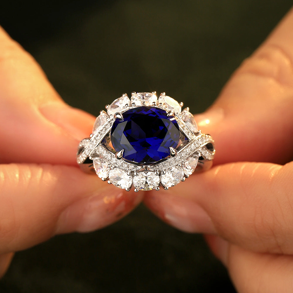 4.8 CTW Oval Lab Grown Sapphire S925 Ring plated