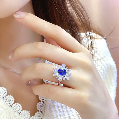 2 CTW Oval Lab Grown Sapphire S925 Ring plated