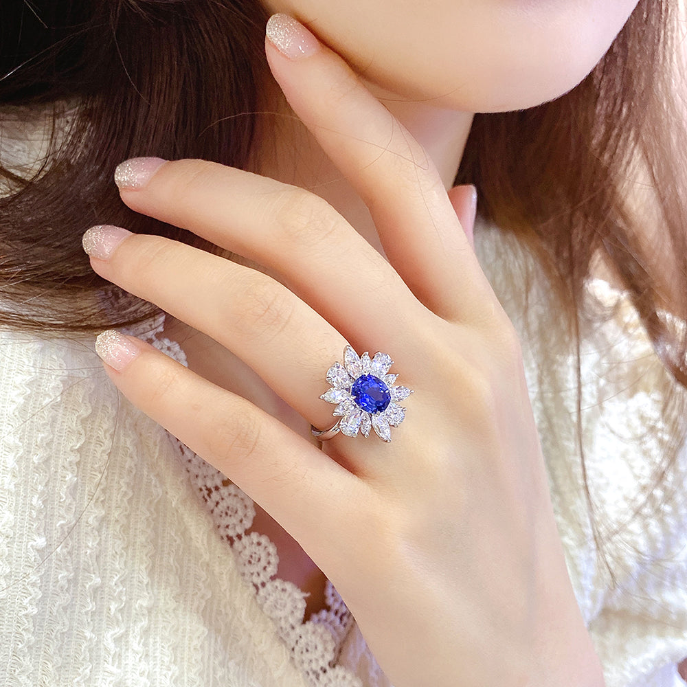 2 CTW Oval Lab Grown Sapphire S925 Ring plated