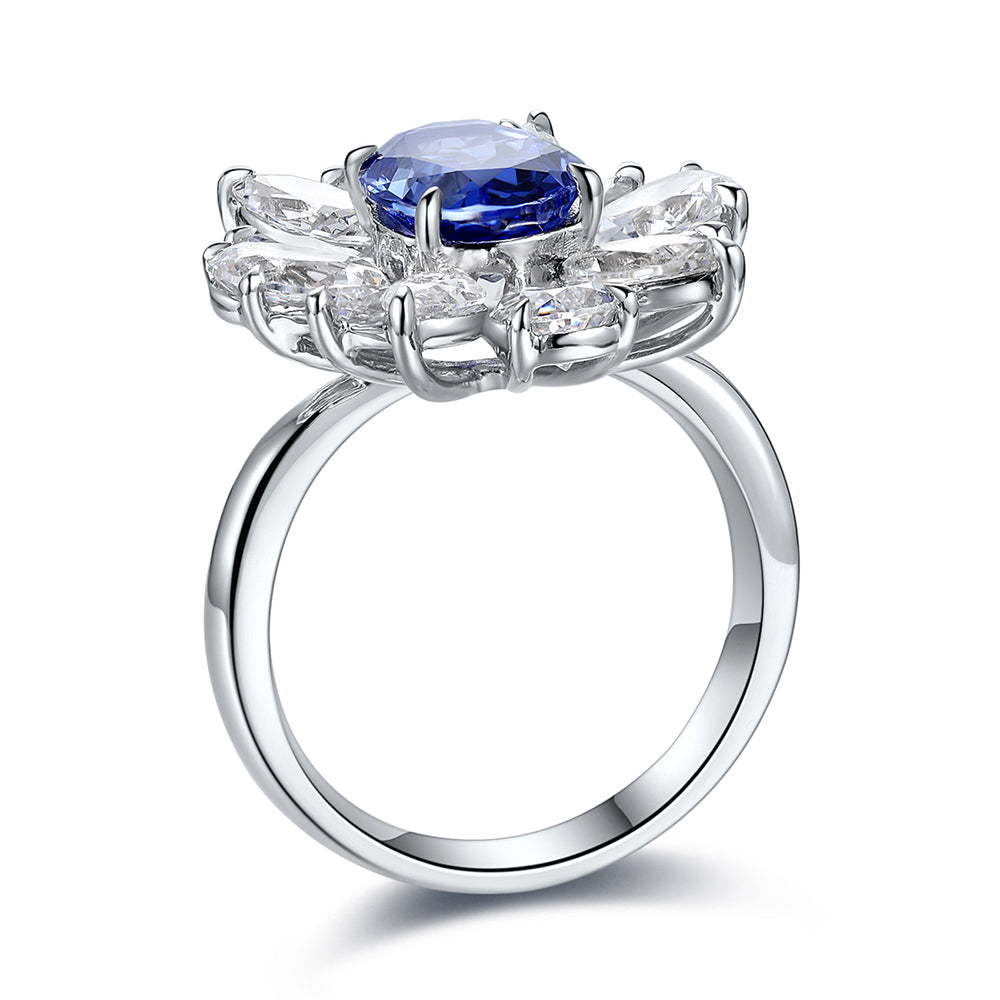 2 CTW Oval Lab Grown Sapphire S925 Ring plated