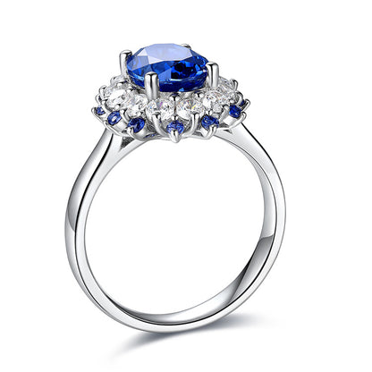 2.75ct Luxury Oval Halo Lab Sapphire S925 Ring