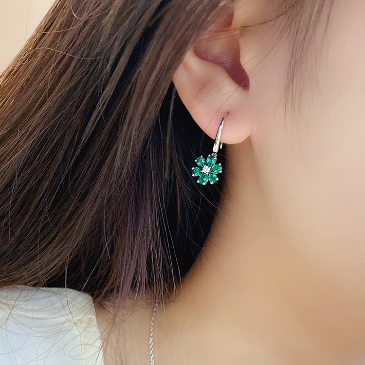 ANSTER JEWELRY 1.3 CANSTER JEWELRY TW Pear Lab Grown Emerald 18K Gold Earrings plated