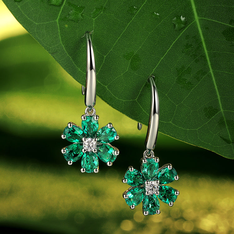 ANSTER JEWELRY 1.3 CANSTER JEWELRY TW Pear Lab Grown Emerald 18K Gold Earrings plated
