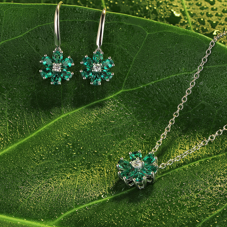 ANSTER JEWELRY 1.3 CANSTER JEWELRY TW Pear Lab Grown Emerald 18K Gold Earrings plated