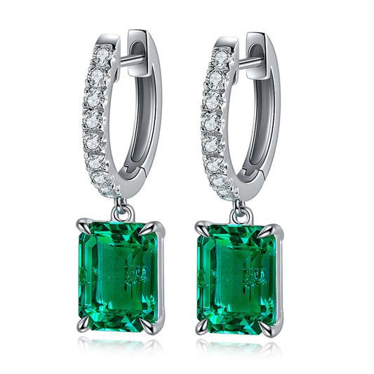 ANSTER JEWELRY 2.75 CTW Victorian Lab Grown Emerald 18K Gold Earrings plated