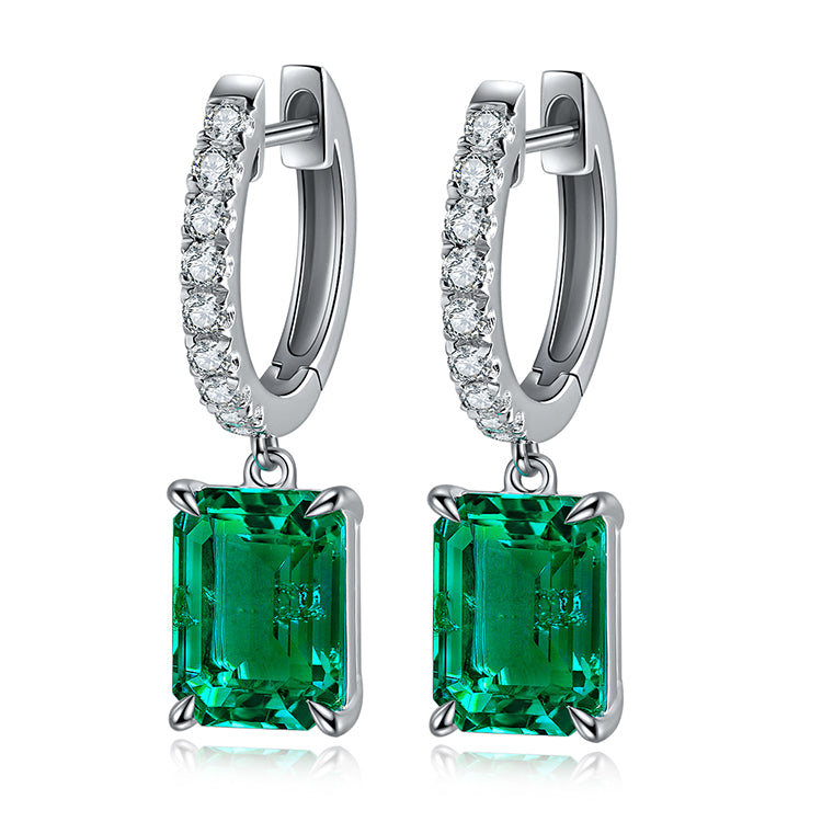 ANSTER JEWELRY 2.75 CTW Victorian Lab Grown Emerald 18K Gold Earrings