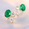 ANSTER JEWELRY 1.47 CTW Oval Lab Grown Emerald 18K Gold Earrings