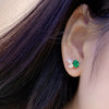 ANSTER JEWELRY 1.47 CTW Oval Lab Grown Emerald 18K Gold Earrings