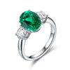 ANSTER JEWELRY 2.2 CTW Oval Lab Grown Emerald 18K Gold Ring