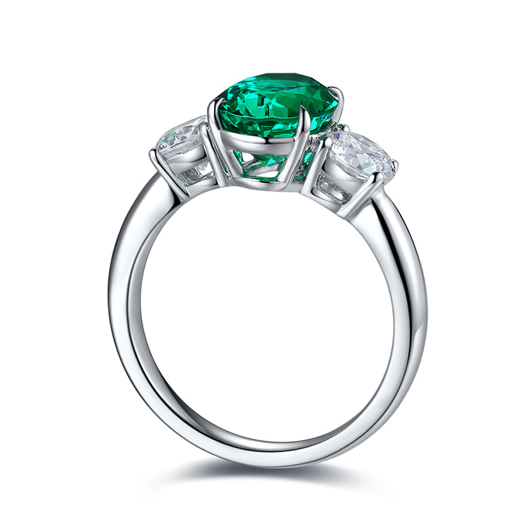 ANSTER JEWELRY 2.2 CTW Oval Lab Grown Emerald 925 18K Gold Ring plated