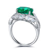 ANSTER JEWELRY 3.42 CTW Oval Lab Grown Emerald 18K Gold Ring plated Eye Design