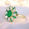 ANSTER JEWELRY 0.83 CTW Oval Lab Grown Emerald 18K Gold Ring