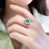 ANSTER JEWELRY 0.83 CTW Oval Lab Grown Emerald 18K Gold Ring