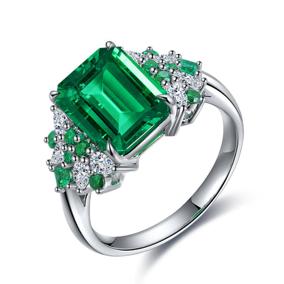 ANSTER JEWELRY 3 CTW Victorian Lab Grown Emerald 18K Gold Ring plated