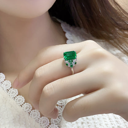 ANSTER JEWELRY 3 CTW Victorian Lab Grown Emerald 18K Gold Ring plated