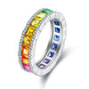 ANSTER JEWELRY 3.9ct Eternity 18K Gold Rainbow Lab Grown Gemstone Band Ring