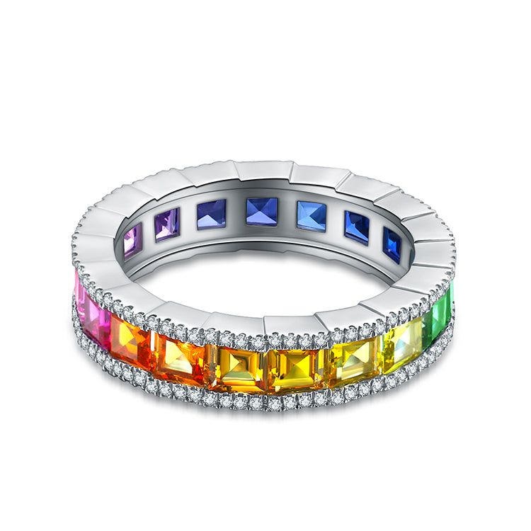ANSTER JEWELRY 3.9ct Rainbow Eternity 925 Silver Band Ring