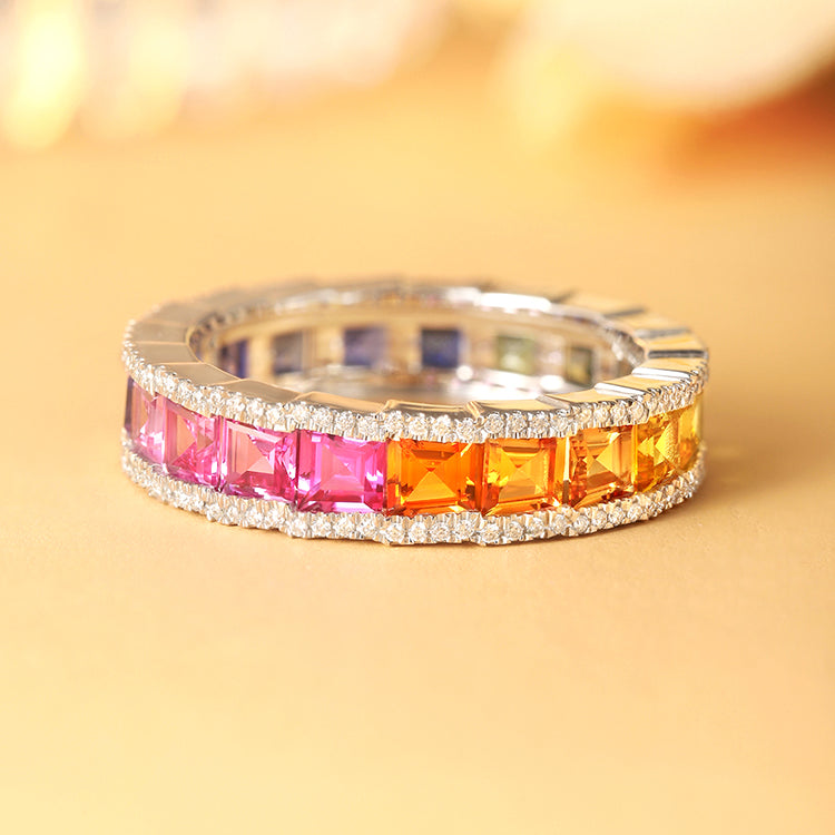 ANSTER JEWELRY 3.9ct Rainbow Eternity 925 Silver Band Ring