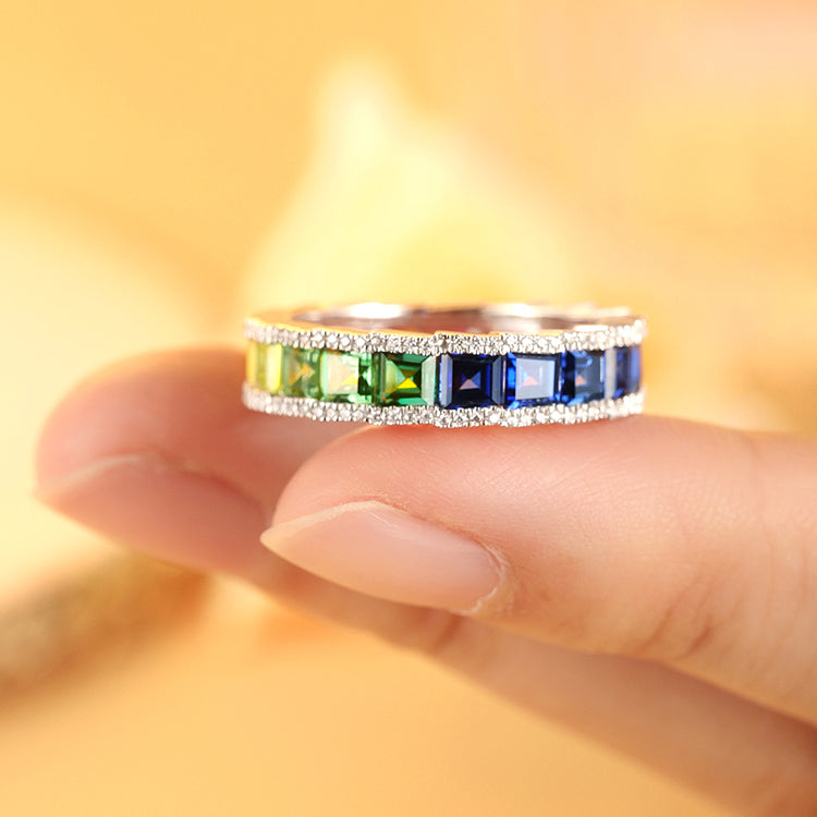ANSTER JEWELRY 3.9ct Rainbow Eternity 925 Silver Band Ring