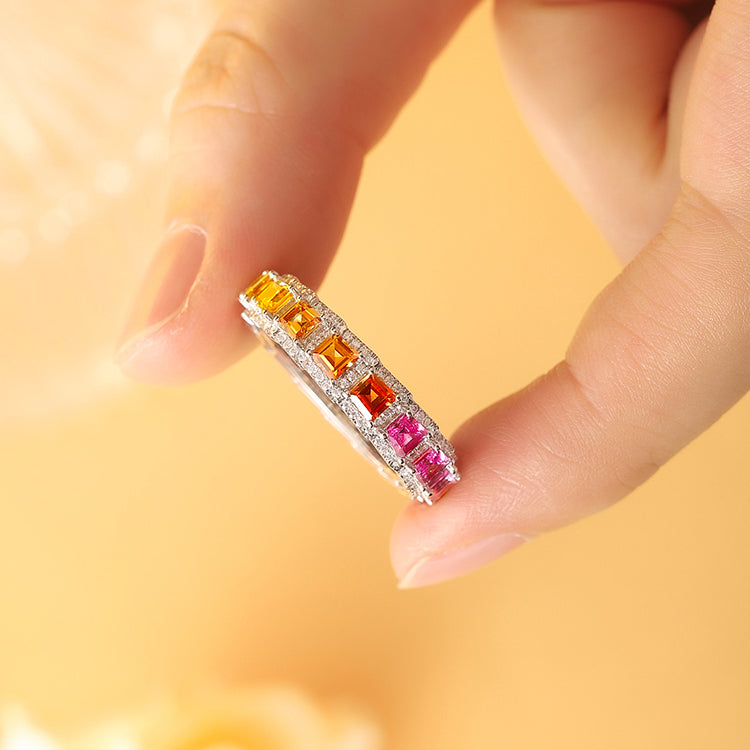 ANSTER JEWELRY 2.9ct Rainbow Eternity Band 925 Silver Ring