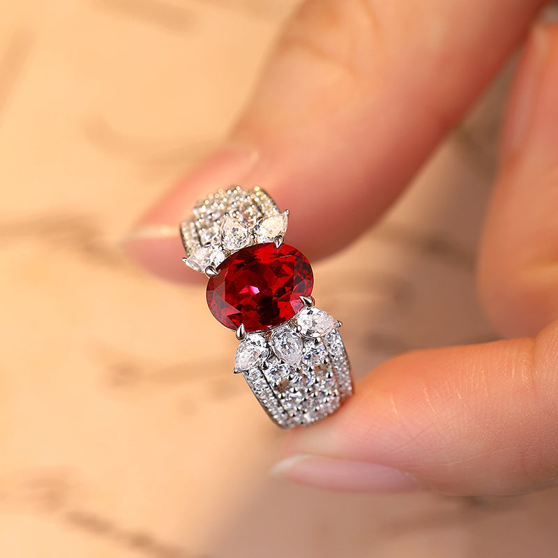 2.565ct Lab Ruby S925 Silver Ring