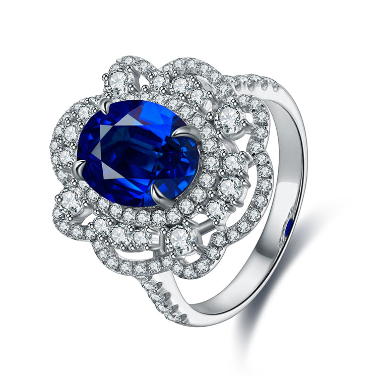 ANSTER JEWELRY 3.81ct Lab Grown Sapphire s925 Ring