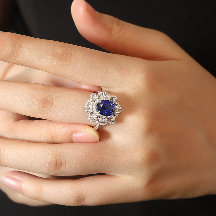 ANSTER JEWELRY 3.81ct Lab Grown Sapphire s925 Ring