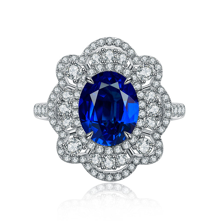 ANSTER JEWELRY 3.81ct Lab Grown Sapphire s925 Ring