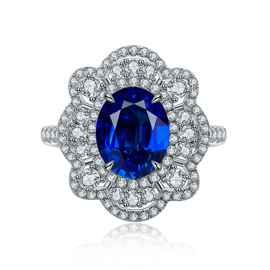 ANSTER JEWELRY 3.81ct Lab Grown Sapphire s925 Ring