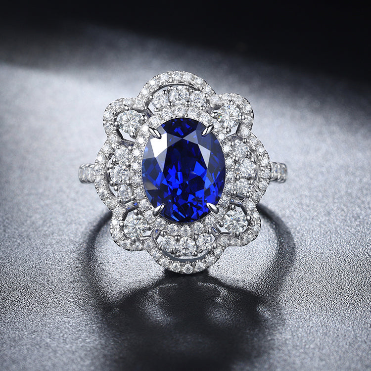 ANSTER JEWELRY 3.81ct Lab Grown Sapphire s925 Ring
