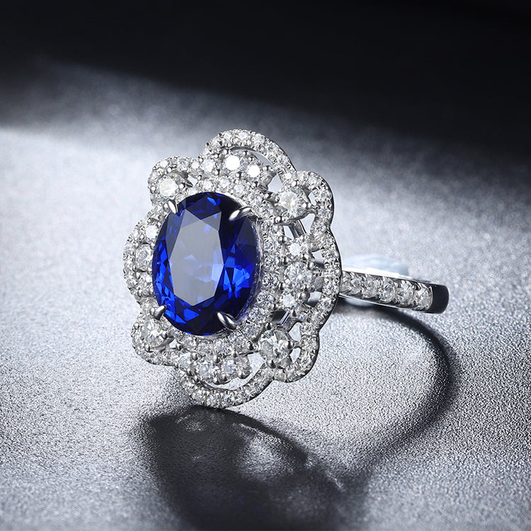 ANSTER JEWELRY 3.81ct Lab Grown Sapphire s925 Ring