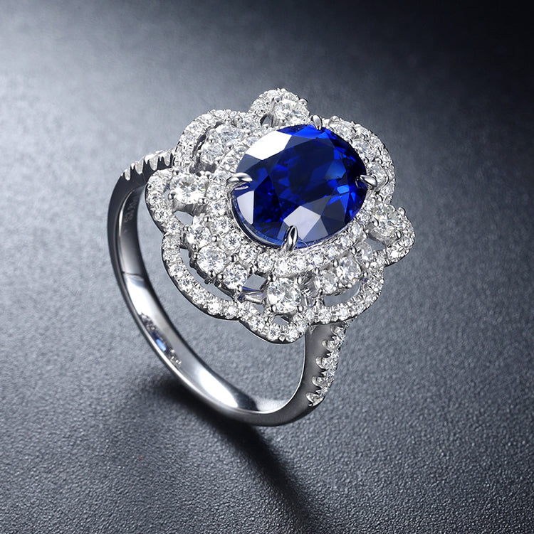 ANSTER JEWELRY 3.81ct Lab Grown Sapphire s925 Ring