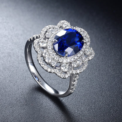 ANSTER JEWELRY 3.81ct Lab Grown Sapphire s925 Ring