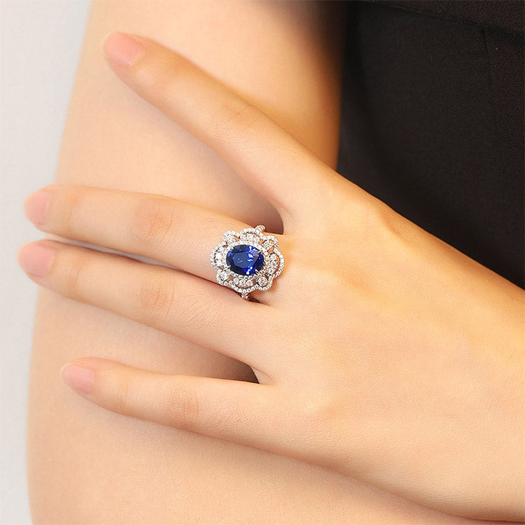 ANSTER JEWELRY 3.81ct Lab Grown Sapphire s925 Ring