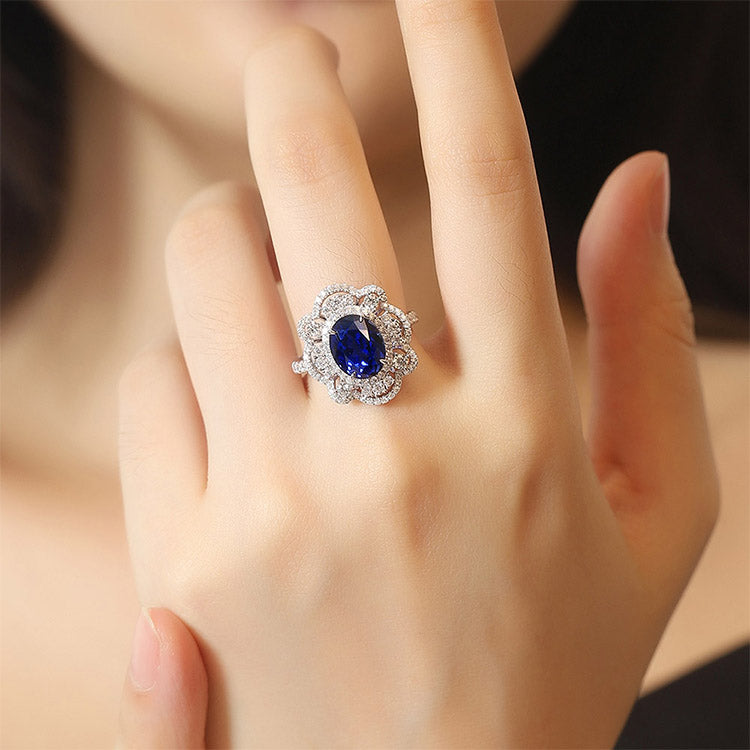 ANSTER JEWELRY 3.81ct Lab Grown Sapphire s925 Ring