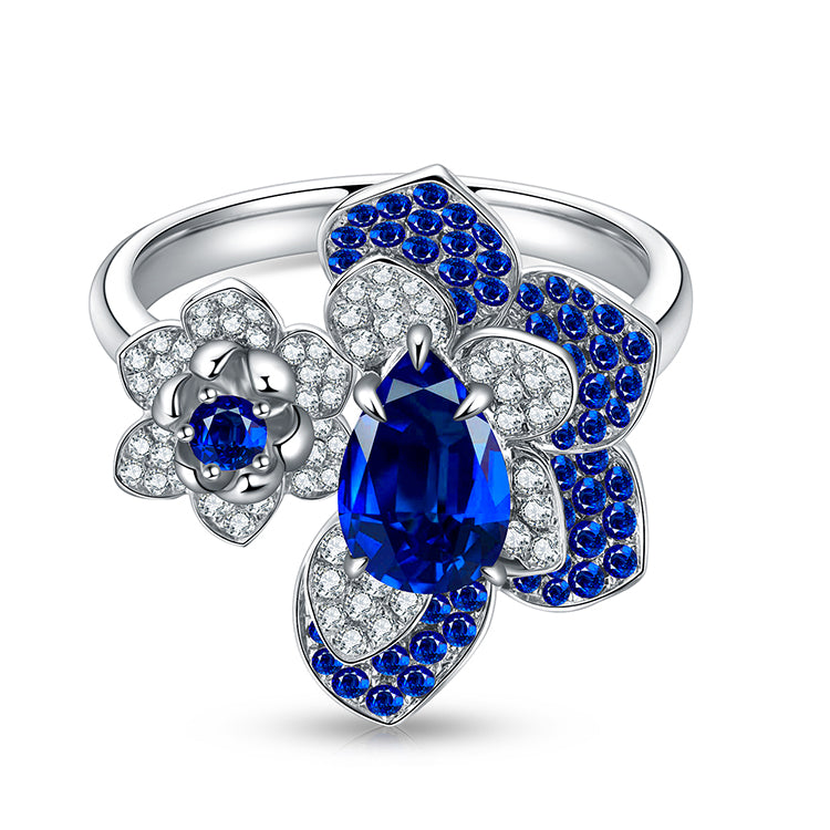 ANSTER JEWELRY 1.46 CTW Pear Lab Grown Sapphire S925 Ring plated
