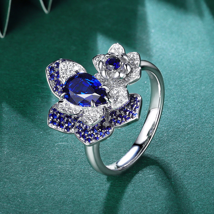 ANSTER JEWELRY 1.46 CTW Pear Lab Grown Sapphire S925 Ring plated