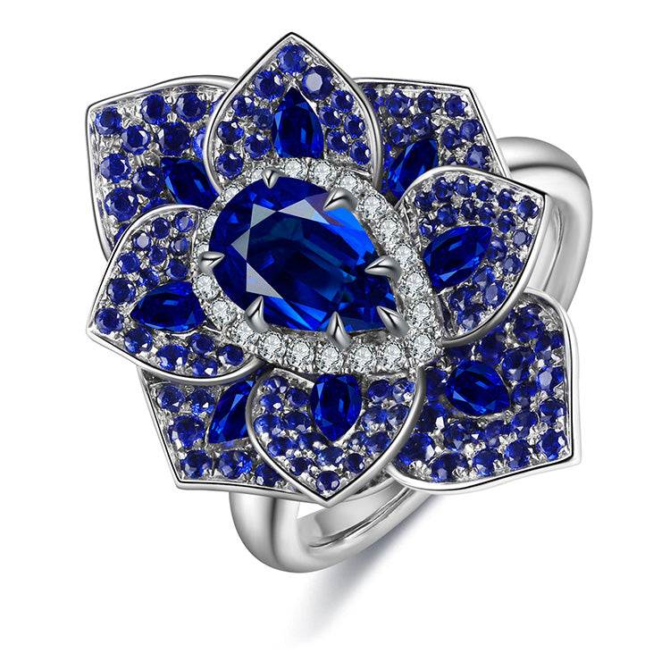 ANSTER JEWELRY 1.69 CTW Pear Lab Grown Sapphire S925 Ring plated