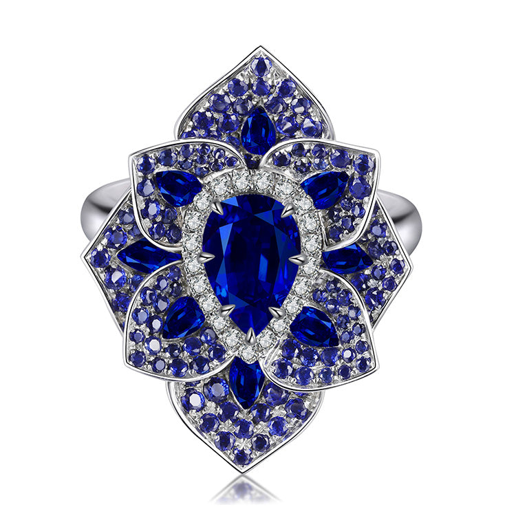 ANSTER JEWELRY 1.69 CTW Pear Lab Grown Sapphire S925 Ring plated