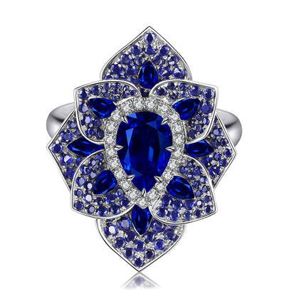 ANSTER JEWELRY 1.69 CTW Pear Lab Grown Sapphire S925 Ring plated