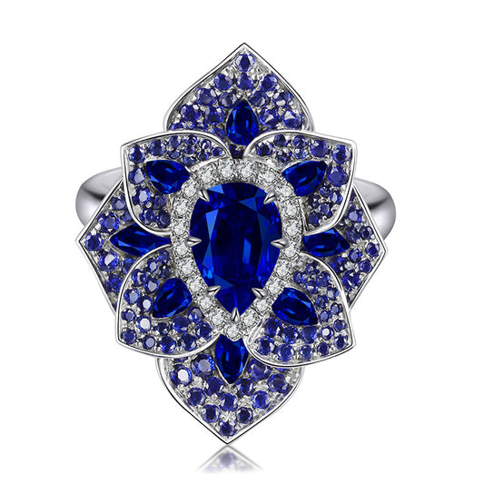 ANSTER JEWELRY 1.69 CTW Pear Lab Grown Sapphire S925 Ring plated