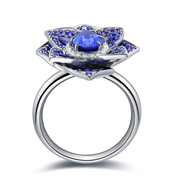 ANSTER JEWELRY 1.69 CTW Pear Lab Grown Sapphire S925 Ring plated