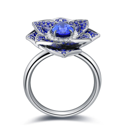 ANSTER JEWELRY 1.69 CTW Pear Lab Grown Sapphire S925 Ring plated