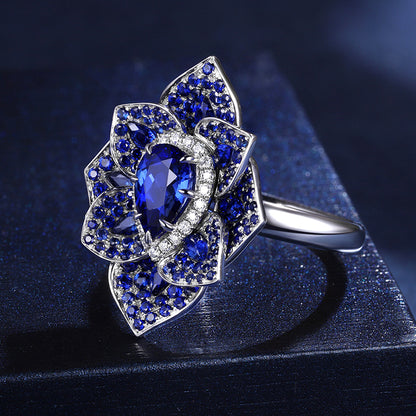 ANSTER JEWELRY 1.69 CTW Pear Lab Grown Sapphire S925 Ring plated