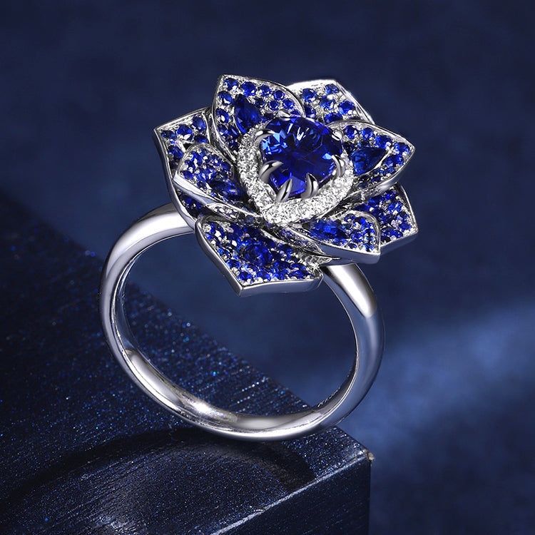 ANSTER JEWELRY 1.69 CTW Pear Lab Grown Sapphire S925 Ring plated