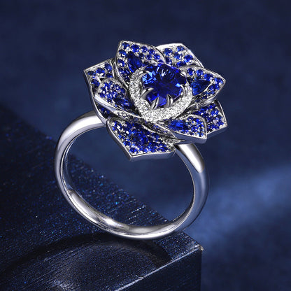 ANSTER JEWELRY 1.69 CTW Pear Lab Grown Sapphire S925 Ring plated