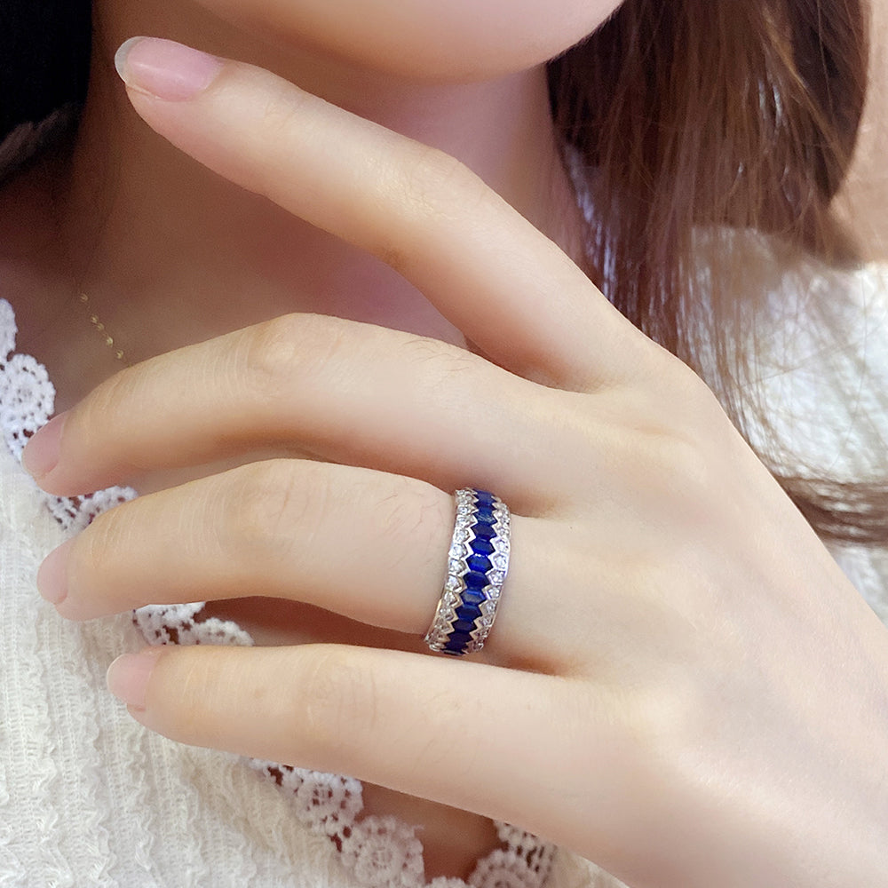 2.175ct Lab Sapphire Band S925 Ring