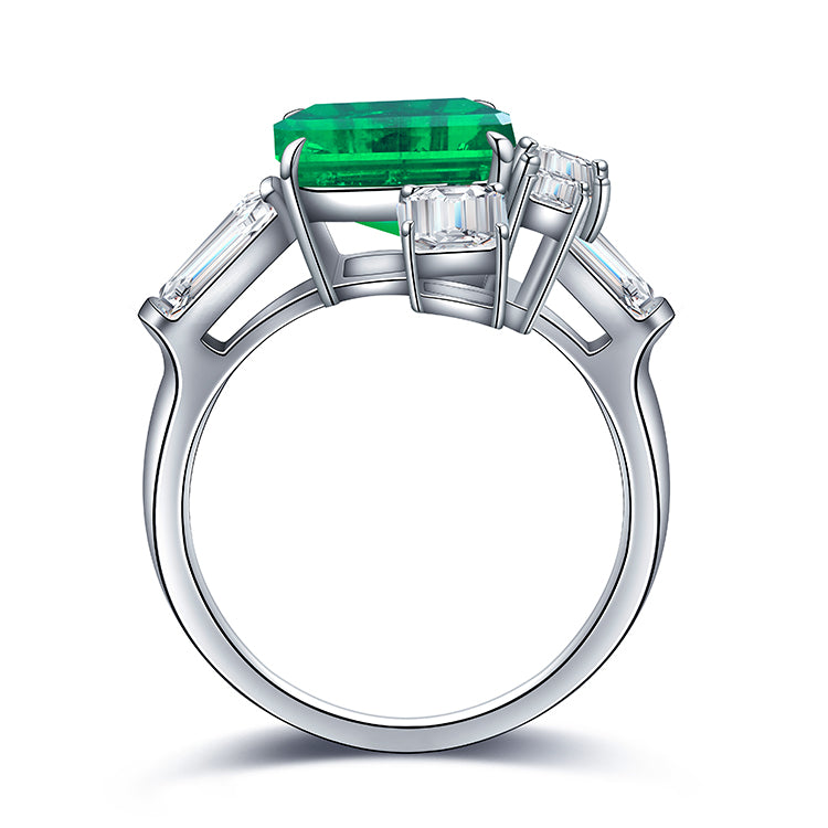 ANSTER JEWELRY 2.6 CTW Asscher Lab Grown Emerald 18K Gold Ring plated