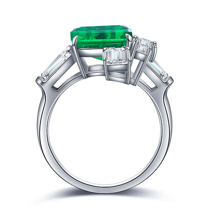 ANSTER JEWELRY 2.6 CTW Asscher Lab Grown Emerald 18K Gold Ring plated