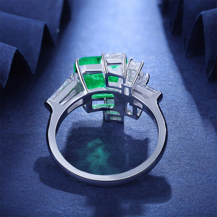 ANSTER JEWELRY 2.6 CTW Asscher Lab Grown Emerald 18K Gold Ring plated